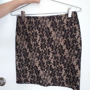 Black floral mini skirt